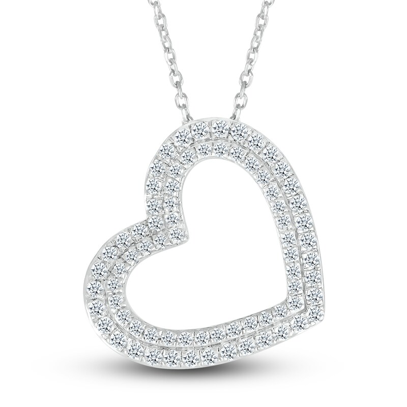Diamond Heart Pendant Necklace 1 2 Ct Tw Round 10k White Gold 18 Jared