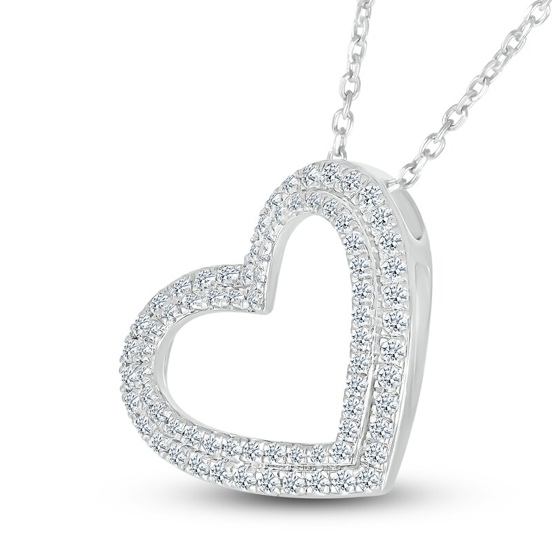 Diamond Heart Pendant Necklace 1 2 Ct Tw Round 10k White Gold 18 Jared