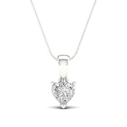 Diamond Heart Pendant Necklace 1/4 ct tw Heart Cut 14K White Gold 18&quot;