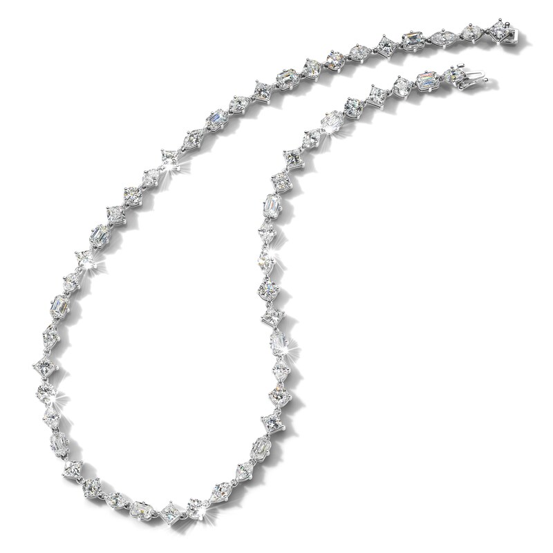 Main Image 1 of Jared Atelier Diamond Tennis Necklace 33-1/2 ct tw Round/Princess/ Emerald/Cushion/Oval/ Marquise Platinum 17"