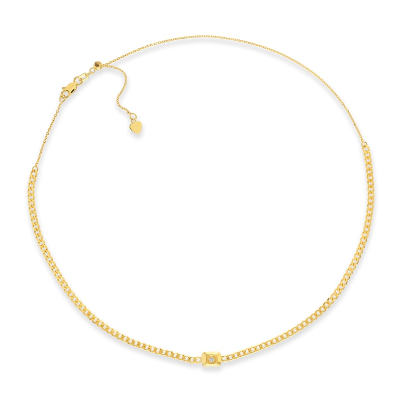 Main Image 1 of Diamond Choker Necklace 1/20 ct tw Round 14K Yellow Gold