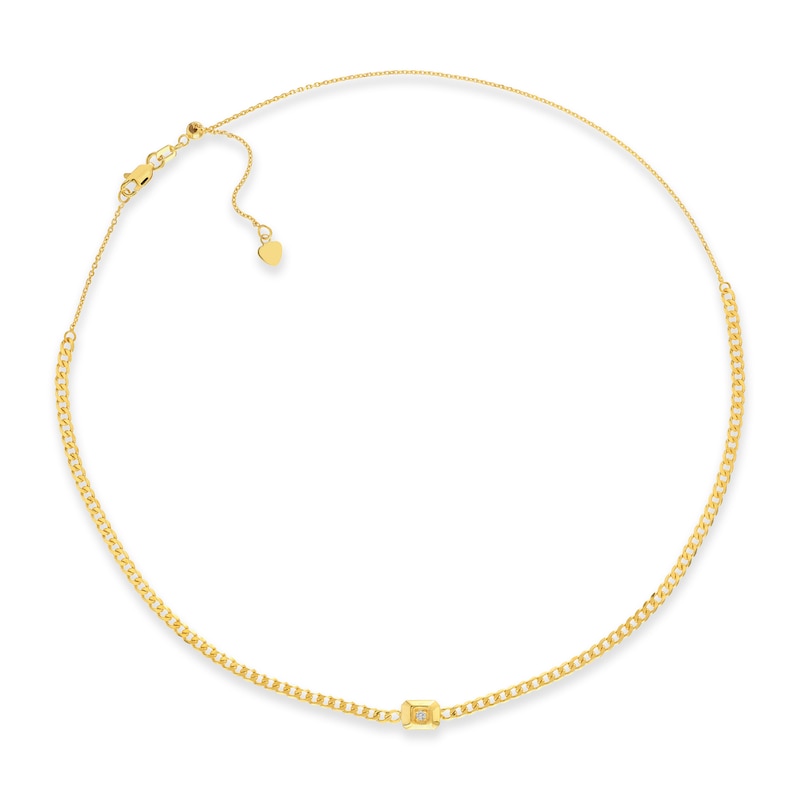 Diamond Choker Necklace 1/20 ct tw Round 14K Yellow Gold