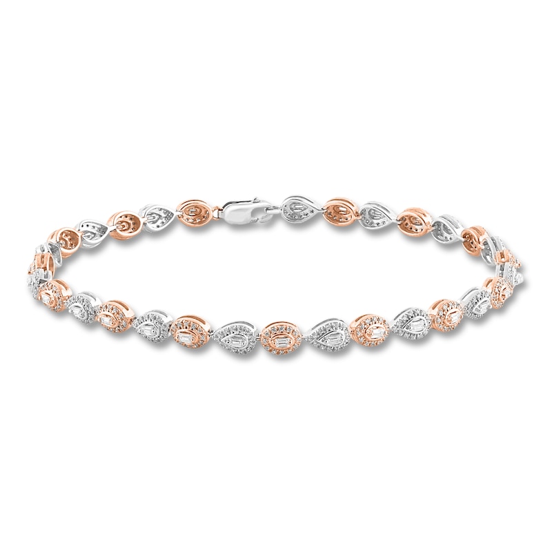 Main Image 1 of Diamond Tennis Bracelet 1 ct tw Round/Baguette 14K Two-Tone Gold