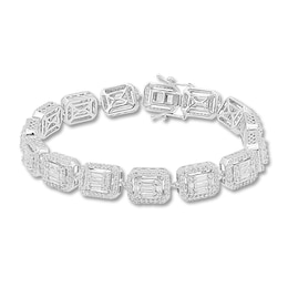 Diamond Tennis Bracelet 4 ct tw Round/Baguette 14K White Gold