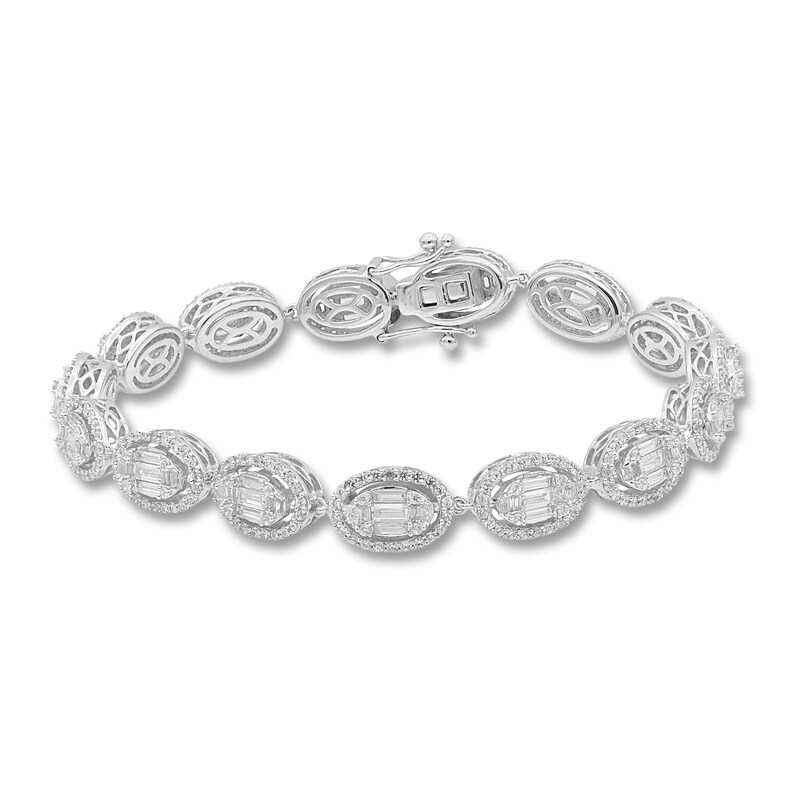 Diamond Tennis Bracelet 4 ct tw Round/Baguette 14K White Gold