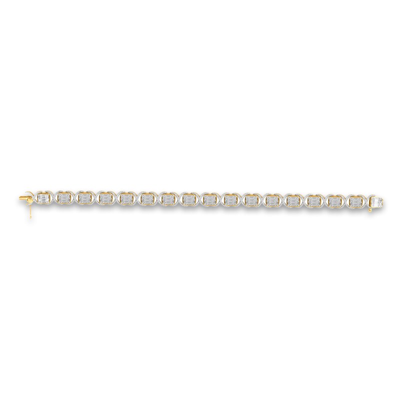 Diamond Tennis Bracelet 3-1/2 ct tw Round/Baguette 14K Yellow Gold