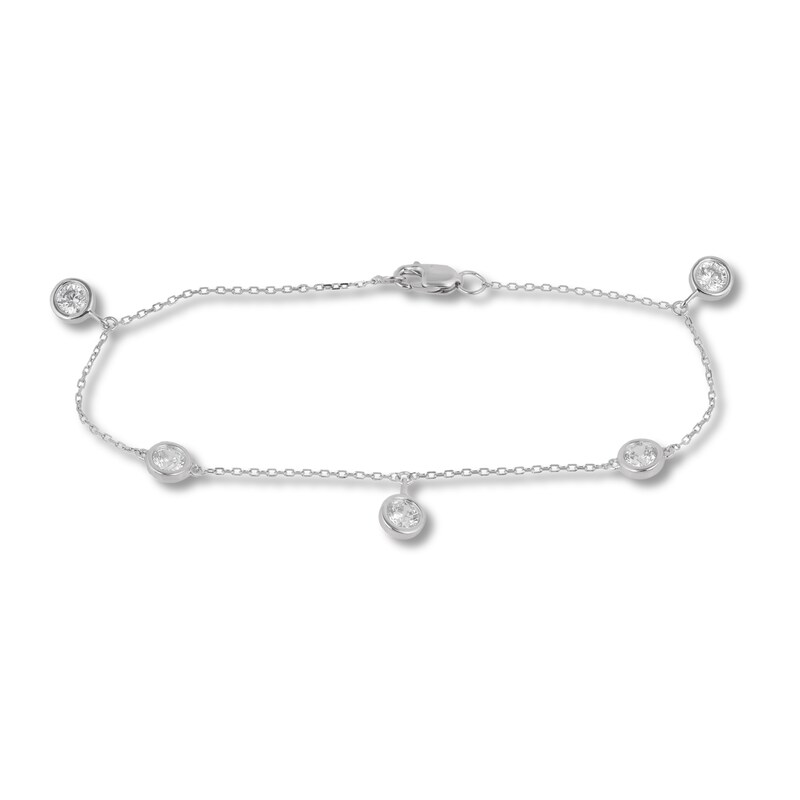 Diamond Station Bracelet 1 ct tw Round 14K White Gold
