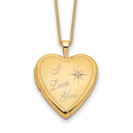 Heart Locket Necklace Diamond Accents 14K Yellow Gold 18&quot;