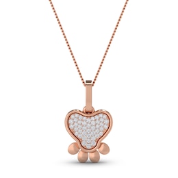 Diamond Paw Pendant Necklace 1/10 ct tw Round 10K Rose Gold 18"