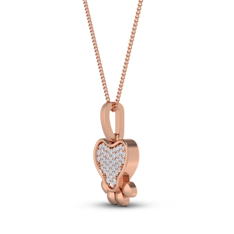 Main Image 2 of Diamond Paw Pendant Necklace 1/10 ct tw Round 10K Rose Gold 18"