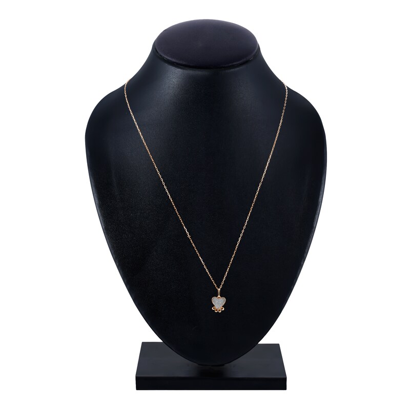 Main Image 4 of Diamond Paw Pendant Necklace 1/10 ct tw Round 10K Rose Gold 18"