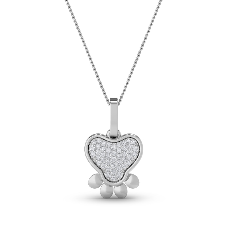 Main Image 1 of Diamond Paw Pendant Necklace 1/10 ct tw Round 10K White Gold 18"
