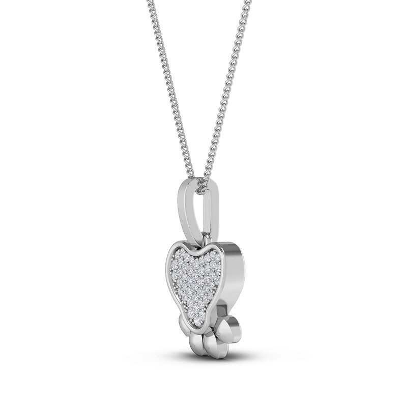 Main Image 2 of Diamond Paw Pendant Necklace 1/10 ct tw Round 10K White Gold 18"