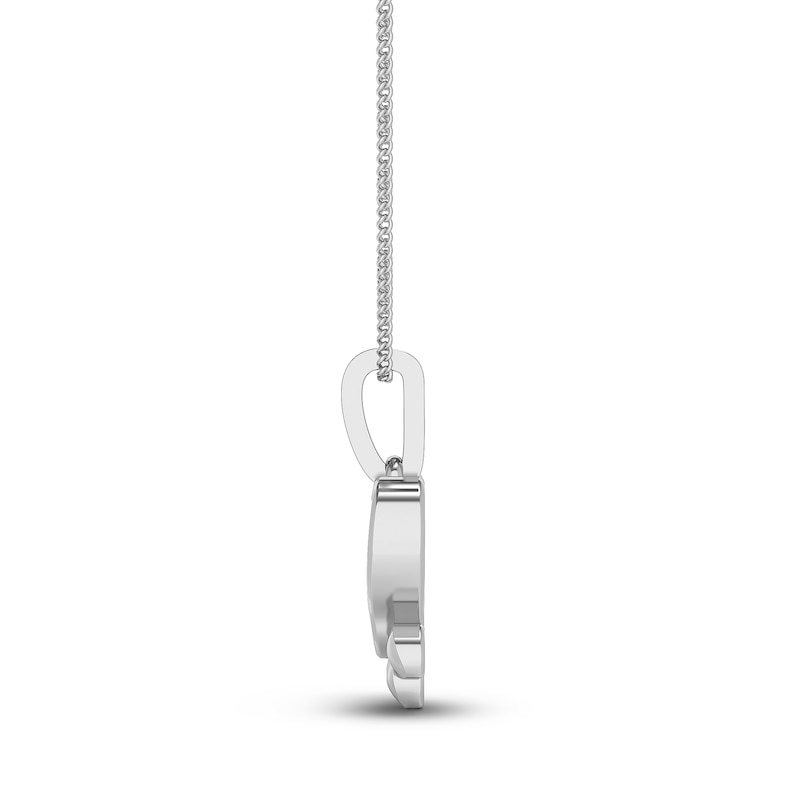 Main Image 3 of Diamond Paw Pendant Necklace 1/10 ct tw Round 10K White Gold 18"