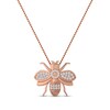 Thumbnail Image 1 of Diamond Bumble Bee Pendant Necklace 1/6 ct tw Round 10K Rose Gold 18"