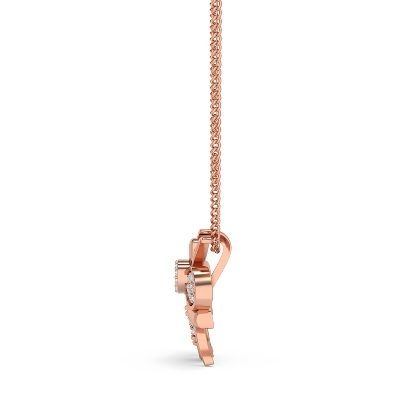 Main Image 3 of Diamond Bumble Bee Pendant Necklace 1/6 ct tw Round 10K Rose Gold 18"