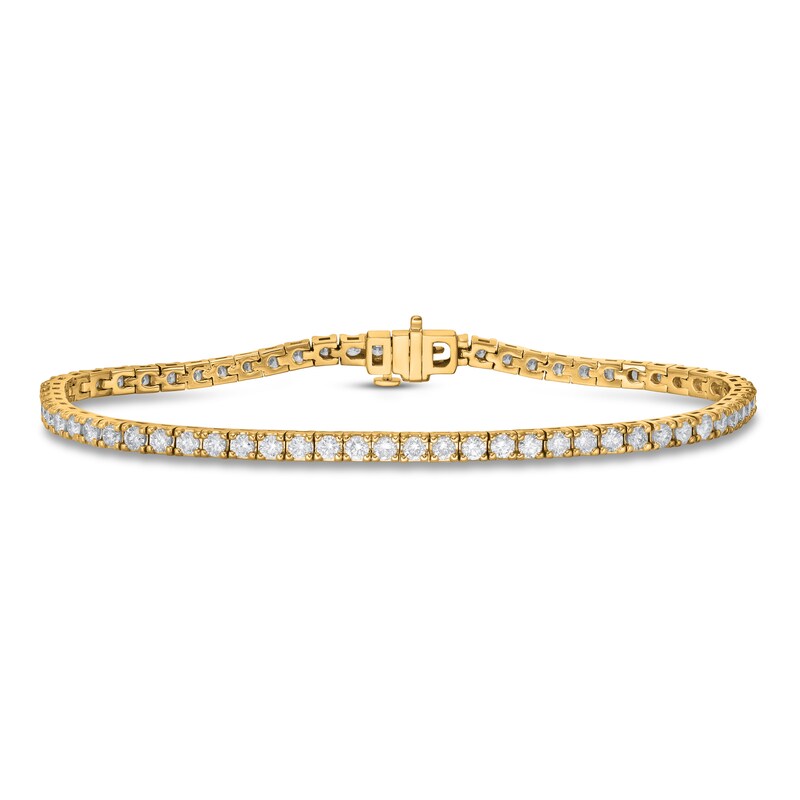 Lab-Created Diamond Tennis Bracelet 3 ct tw Round 14K Yellow Gold