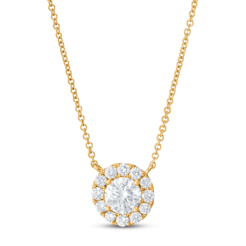 Main Image 1 of Lab-Grown Diamond Necklace 1-1/8 ct tw Round 14K Yellow Gold