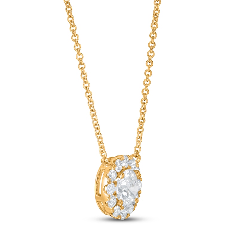 Lab-Created Diamond Necklace 1-1/8 ct tw Round 14K Yellow Gold