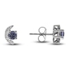 Thumbnail Image 1 of Lab-Created Alexandrite Earrings 1/15 ct tw Diamonds 14K White Gold