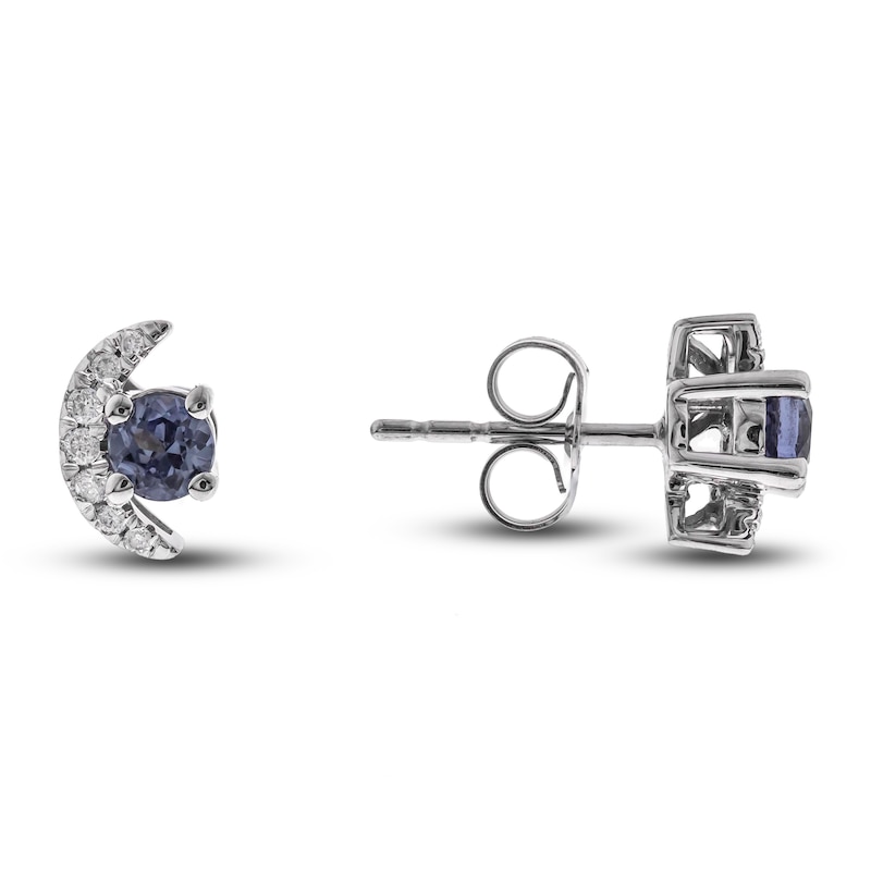 Main Image 1 of Lab-Created Alexandrite Earrings 1/15 ct tw Diamonds 14K White Gold