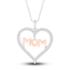Thumbnail Image 1 of Diamond "MOM" Heart Pendant Necklace 1/4 ct tw Round Sterling Silver/10K Rose Gold 18"