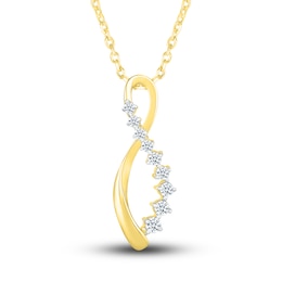 Diamond Infinity Twist Pendant Necklace 1/4 ct tw Round 10K Yellow Gold 18"