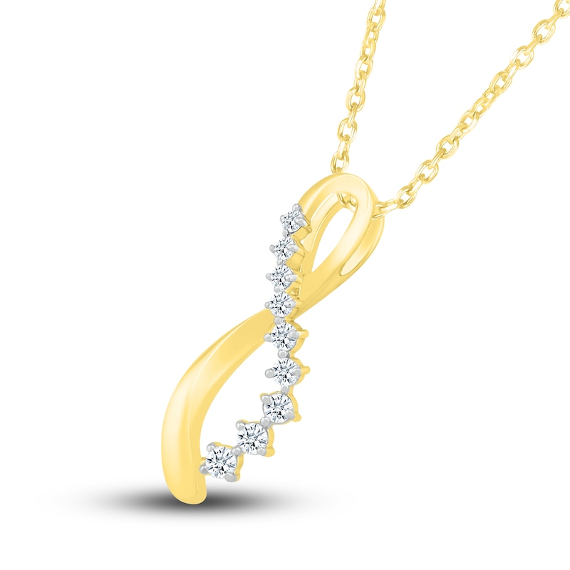 Main Image 2 of Diamond Infinity Twist Pendant Necklace 1/4 ct tw Round 10K Yellow Gold 18"