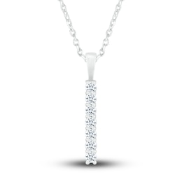 Diamond Pendant Necklace 1/4 ct tw Round 10K White Gold 18"
