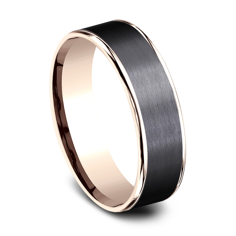 Main Image 2 of Wedding Band Black Titanium/14K Rose Gold 6.5mm