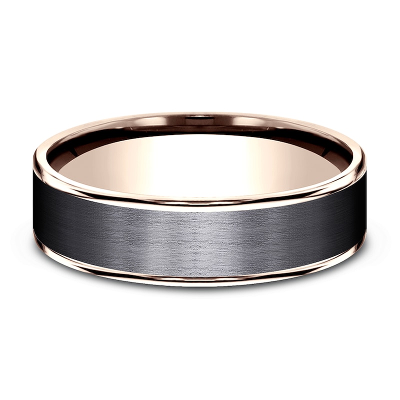 Wedding Band Black Titanium/14K Rose Gold 6.5mm