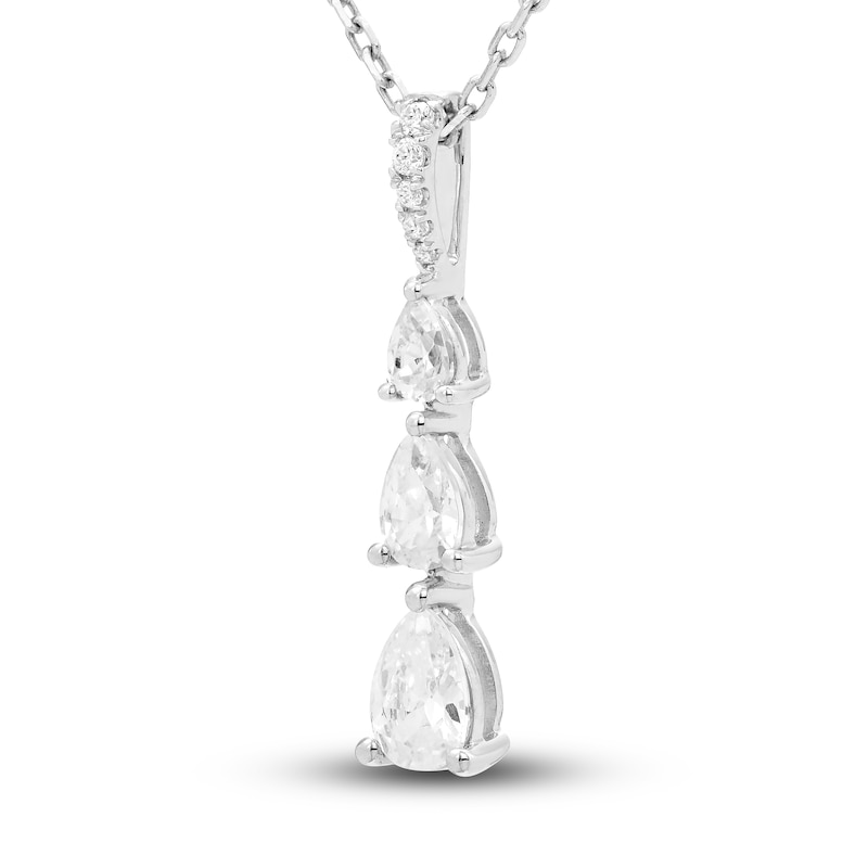 Main Image 2 of Diamond 3-Stone Pendant Necklace 1/2 ct tw Pear/Round 10K White Gold