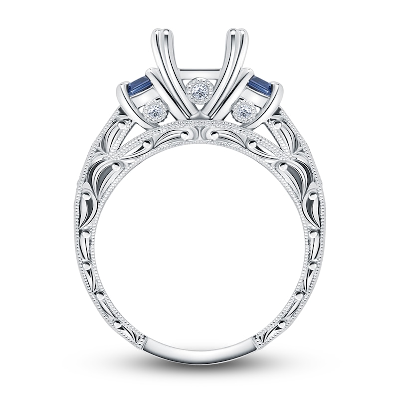 Main Image 2 of Kirk Kara Natural Blue Sapphire Ring Setting 1/10 ct tw Diamonds 18K White Gold
