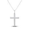 Thumbnail Image 1 of Diamond Cross Necklace 1/3 ct tw Round 10K White Gold 18"