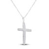 Thumbnail Image 2 of Diamond Cross Necklace 1/3 ct tw Round 10K White Gold 18"