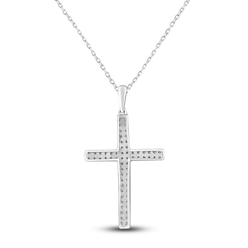 Main Image 3 of Diamond Cross Necklace 1/3 ct tw Round 10K White Gold 18"