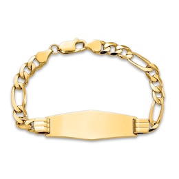 Men's Solid Link ID Bracelet 14K Yellow Gold 13.5mm