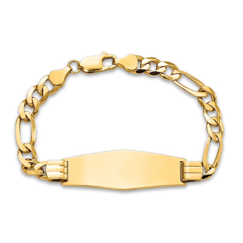 Men's Solid Link ID Bracelet 14K Yellow Gold 13.5mm