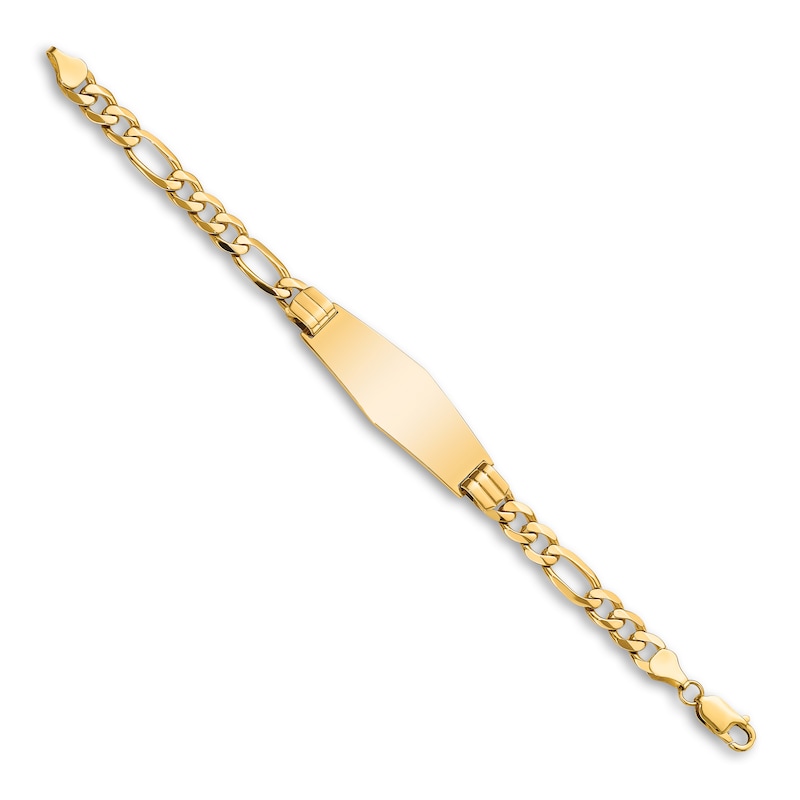 Men's Solid Link ID Bracelet 14K Yellow Gold 13.5mm