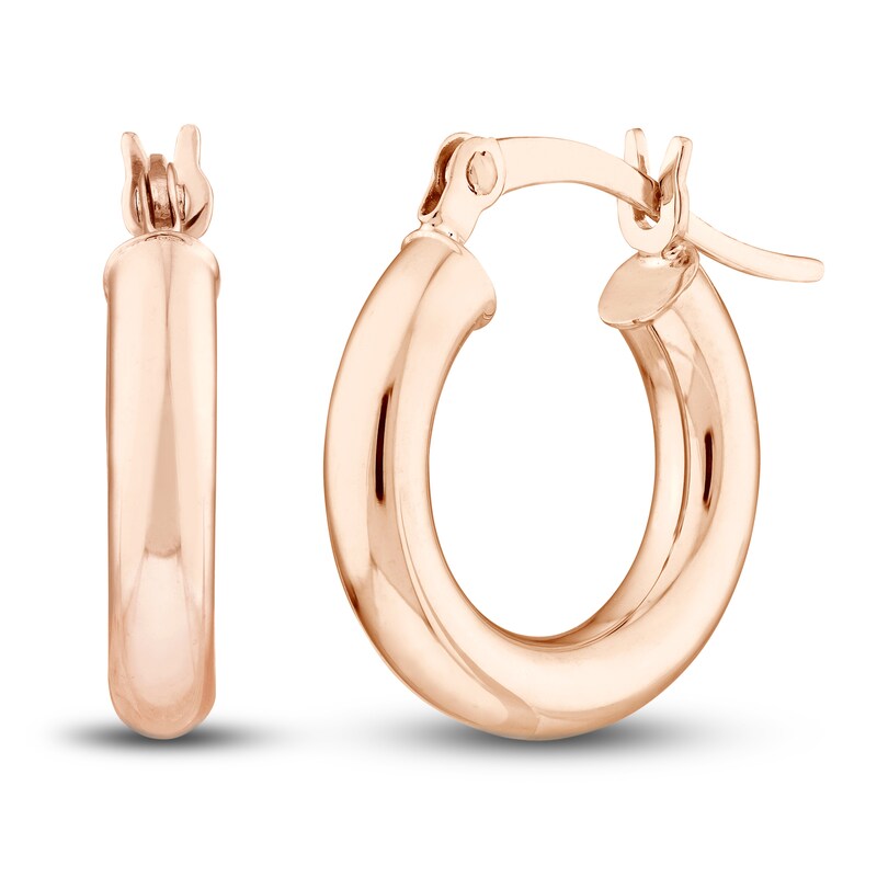 Main Image 1 of Polished Hoop Earrings 14K Rose Gold 15mm