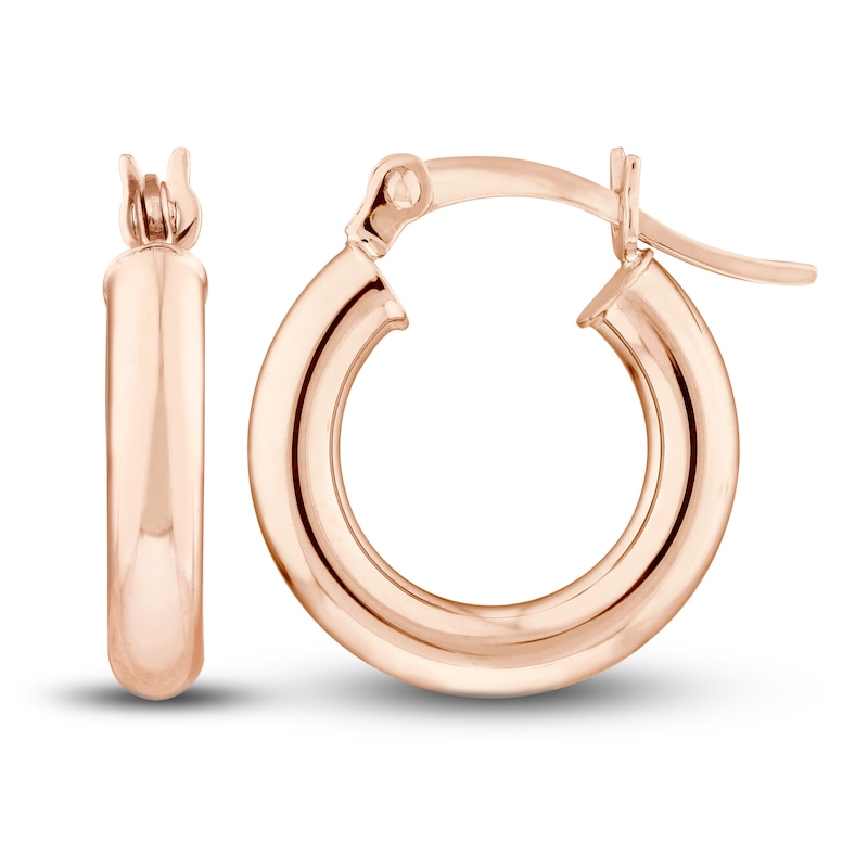 Main Image 2 of Polished Hoop Earrings 14K Rose Gold 15mm