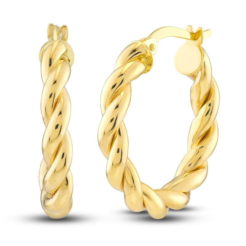 Main Image 1 of Round Braided Hoop Earring 14K Yellow Gold 15mm