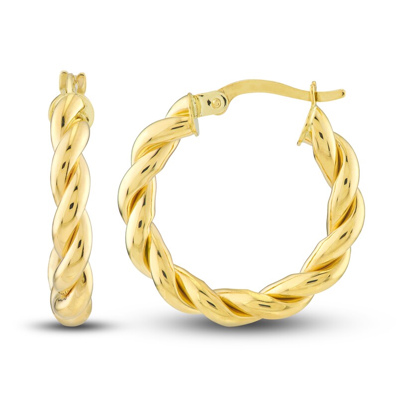 Main Image 2 of Round Braided Hoop Earring 14K Yellow Gold 15mm