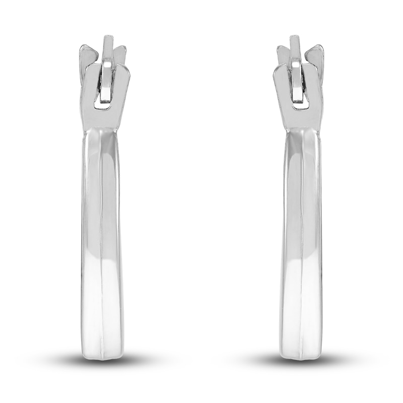 Polished Square Hoop Earrings 14K White Gold 12mm