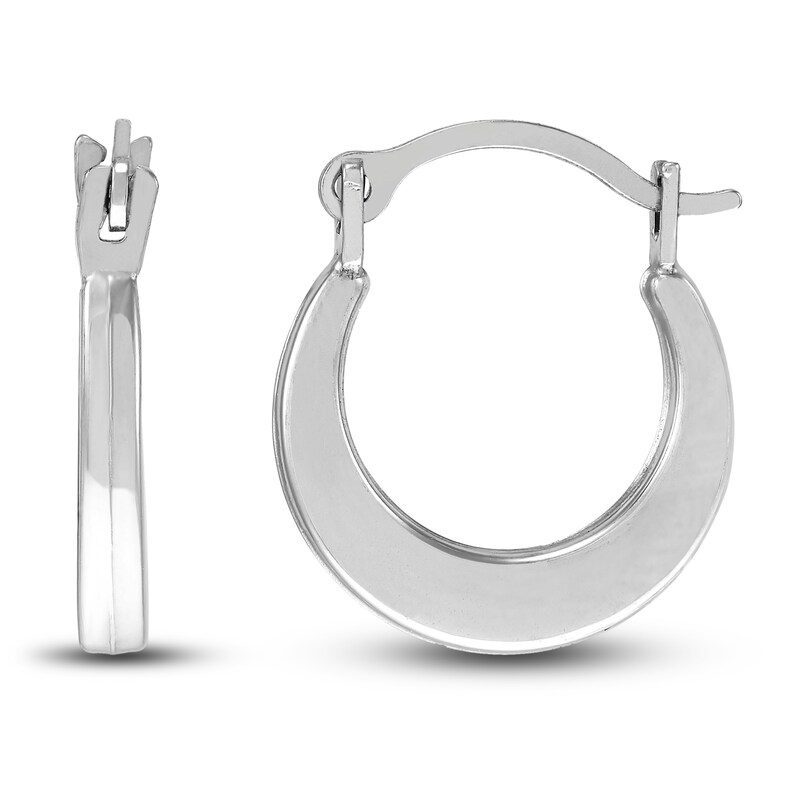 Polished Square Hoop Earrings 14K White Gold 12mm