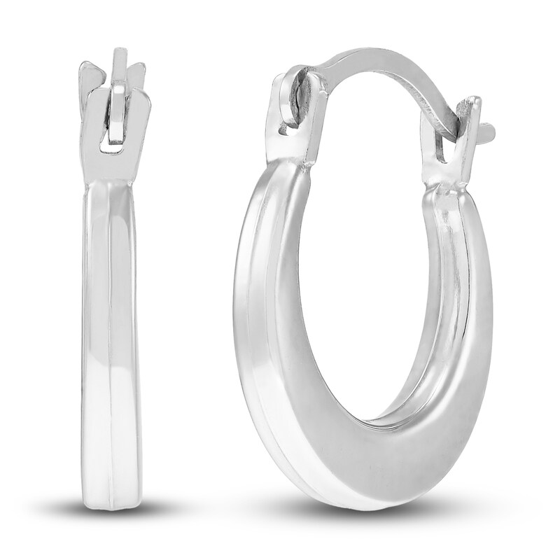 Polished Square Hoop Earrings 14K White Gold 12mm