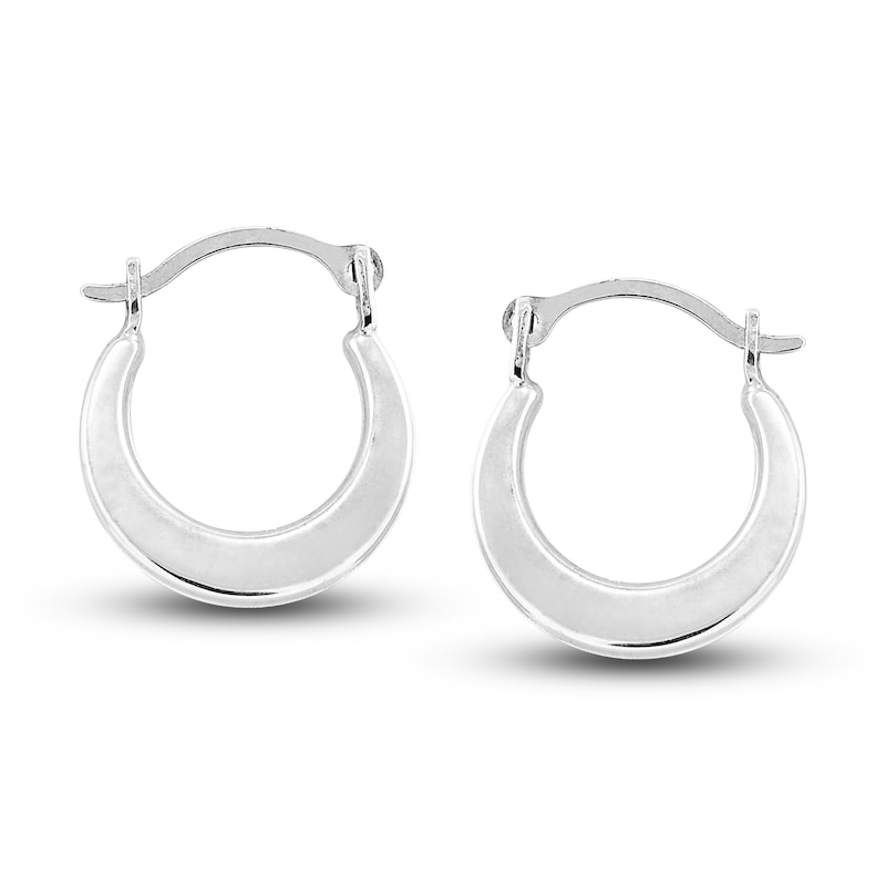 Polished Square Hoop Earrings 14K White Gold 12mm