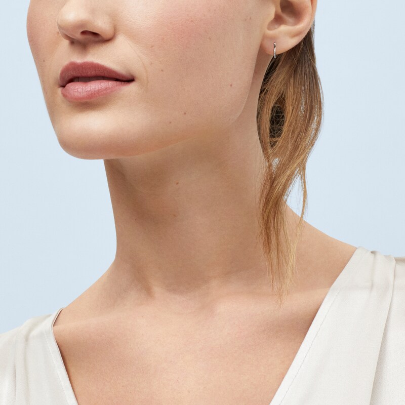 Polished Square Hoop Earrings 14K White Gold 12mm