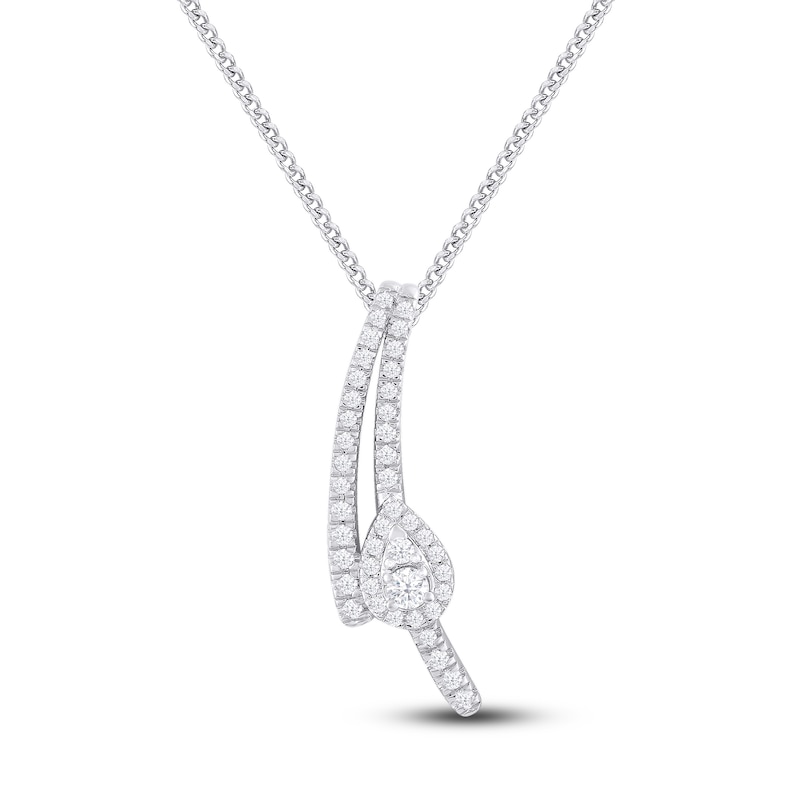 Main Image 1 of Diamond Pendant Necklace 1/4 ct tw Round 10K White Gold 18"
