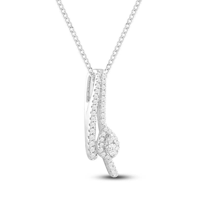 Main Image 3 of Diamond Pendant Necklace 1/4 ct tw Round 10K White Gold 18"
